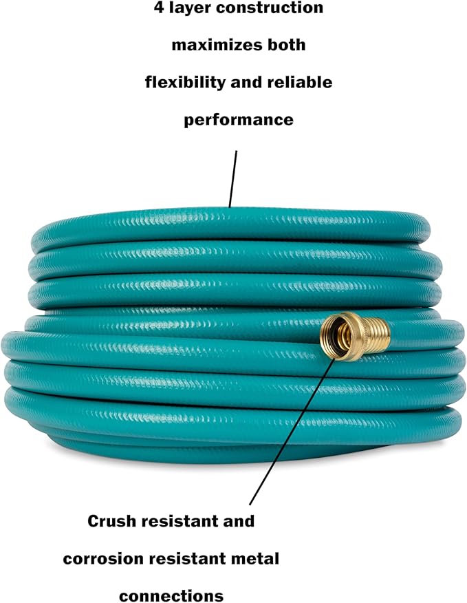 Gilmour Medium Duty 5/8" x 100' Garden Hose, Flexible and Kink Resistant Outdoor Hose, Blue