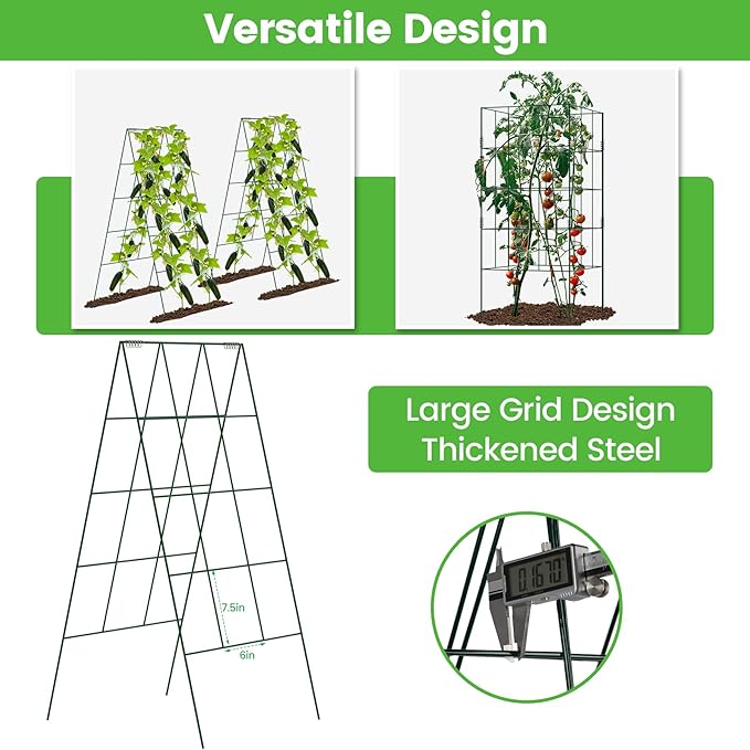 4 Pack Foldable Cucumber Trellis, 46" L X 18" W A-Frame Garden Trellis, Steel Climbing Plants Support Raised Bed Trellis with Twist Ties & Plant Bags for Climbing Plants Outdoor