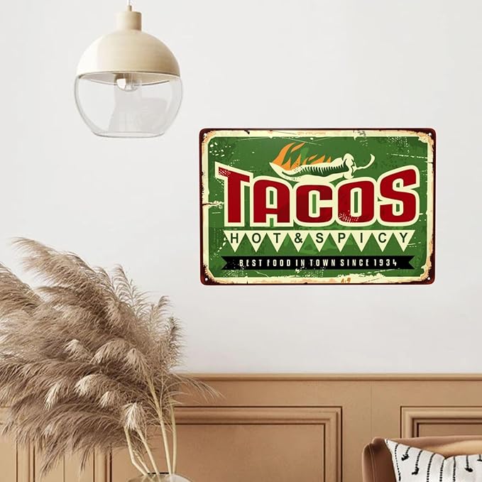 Taco Vintage Metal Tin Sign Retro Rustproof Funny Art Wall Decor Gift 8x20 Inch