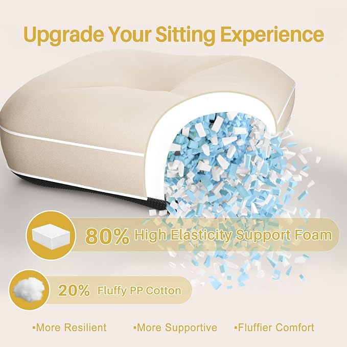 YZ HOME Rocking Chair Cushion, Set of Thicken Seat & Back Chair Cushions with Memory Foam, Non-Slip Chair Pad with Ties for for Indoor&Outdoor Rocker, Beige, 28 * 18 * 5/18x18x5