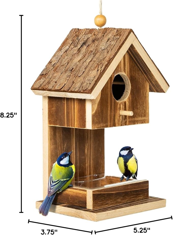 Bird Houses for Outside Hanging Bird House Feeder for Hummingbirds Cardinal Wren Bluebird Wild Birds Small Natural Wood Birdhouse for Country Cottages Farmhouse Outdoor Garden Decoration