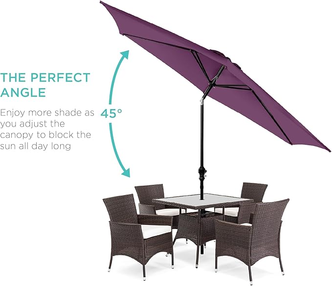 Best Choice Products 10ft Outdoor Steel Polyester Market Patio Umbrella w/Crank, Easy Push Button, Tilt, Table Compatible