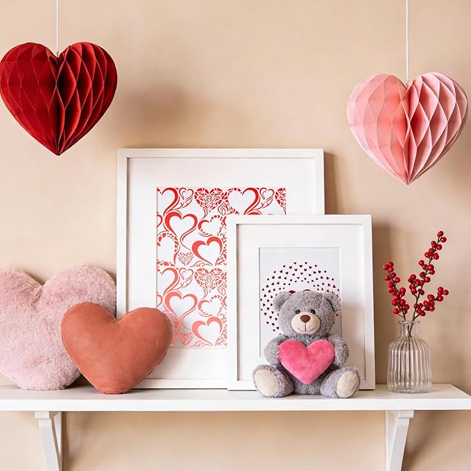 30 Pcs Heart Stencils, Reusable Love Geometric Stencils for Painting on Wood Floor Wall Rock Garden Furniture Canvas Scrapbook Paper Fabric Pillows Card Making DIY Home Decor