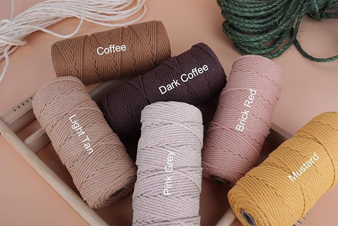 NOANTA Orange Macrame Cord 3mm x 109yards, Colored Macrame Rope, Cotton Rope Macrame Yarn, Colorful Cotton Craft Cord for Wall Hanging, Plant Hangers, Crafts, Knitting
