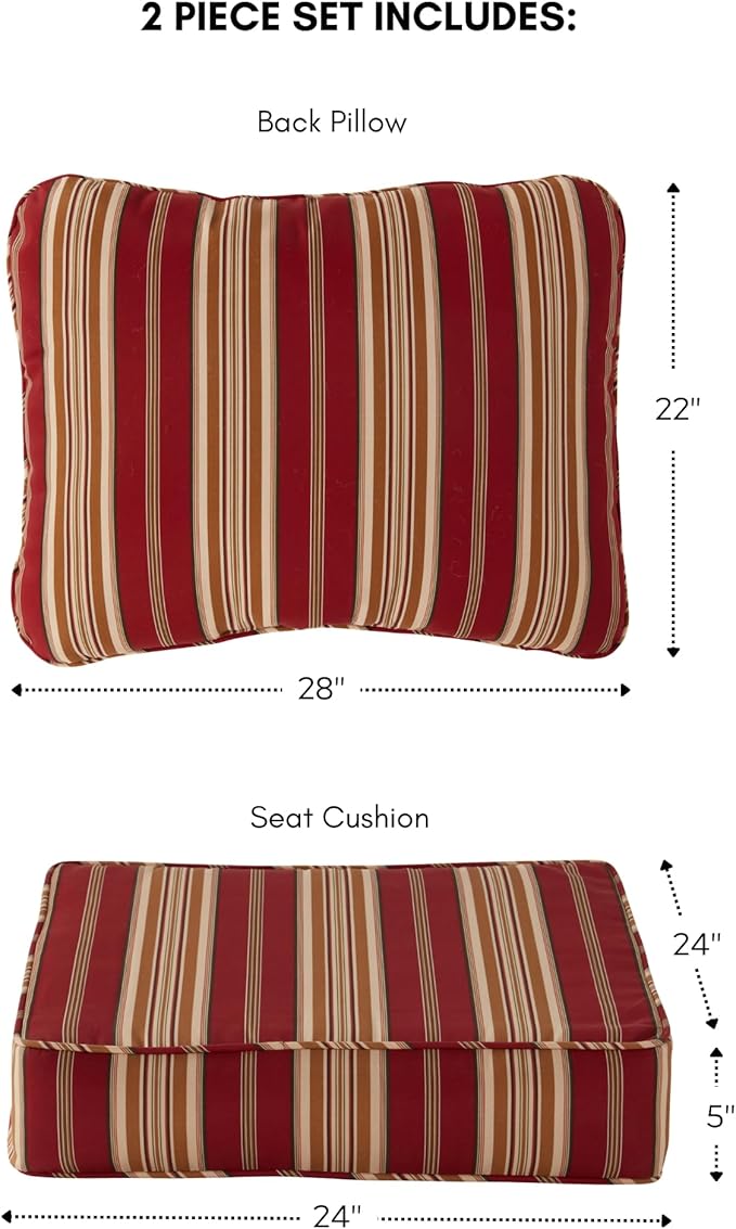 Greendale Home Fashions Outdoor Reversible 2-Piece Deep Seat Cushion Set, Tuscan Stripe