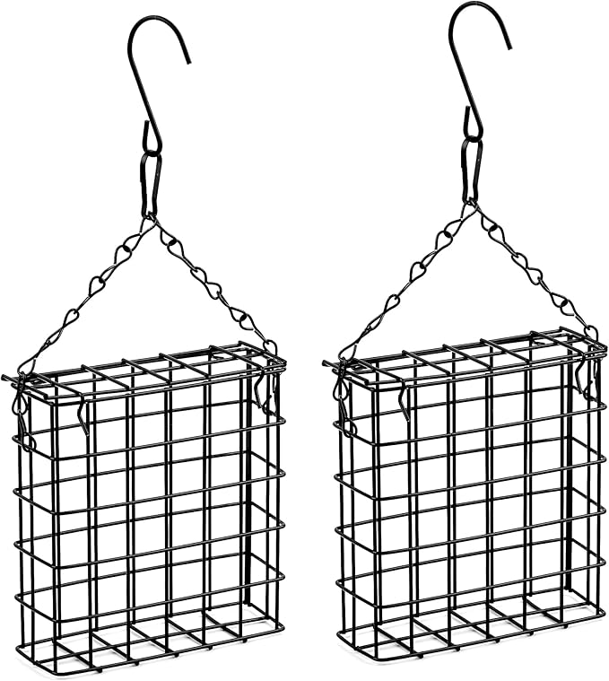 2Pcs Suet Bird Feeders, Outdoor Garden Cages for Outside Hanging, Single Suet Cake, One Suet Capacity