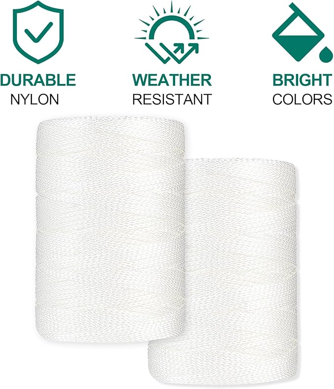 Romeda Mason line #18, 500 Ft Length String Line, Mason Line String, Construction String, White String, Twine String for Gardening, Braided Mason Line, Masonry String Lines, String Lines