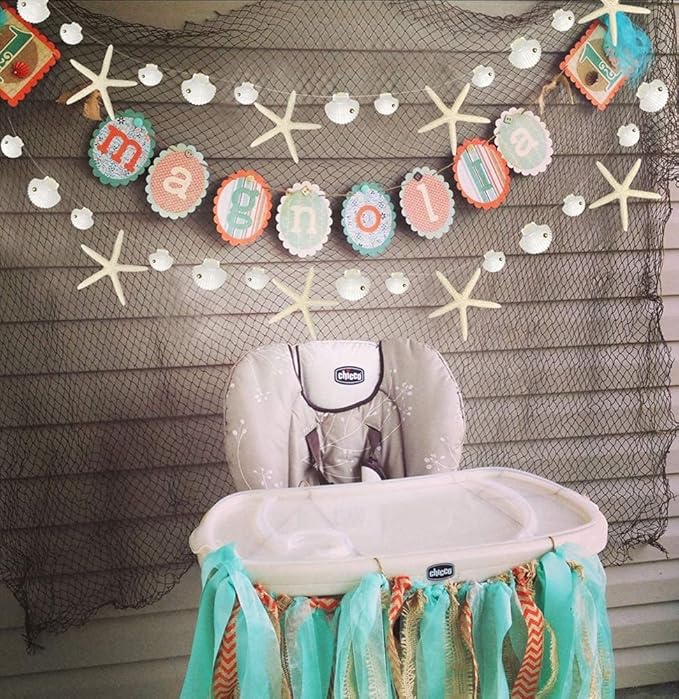 Decor365 White Finger Starfish Sea Shell Garland Ocean Coastal Nautical Party Decoration Starfish Cutouts Hanging Bunting Banner Under The Sea Mermaid Wish Birthday Beach Wedding Decor