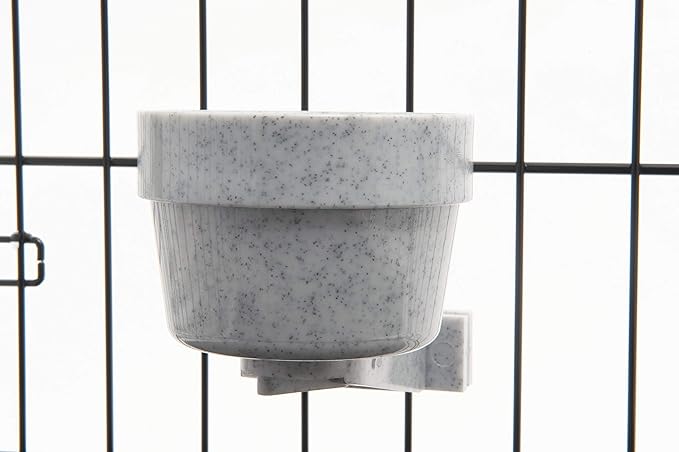 Lixit Kennel Cage Water Bowl Hanging - Non Spill Dog Crate Bowls - Durable Crate Water Bowl for Pets - Securely Attaches to Cage for Convenient Feeding and Drinking (10oz, Granite)