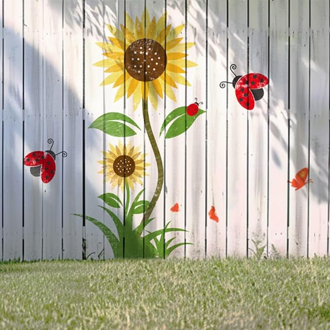 YKW Large Sunflower Butterflies Stencil for Painting, Reusable Flower Insect Template, for DIY Crafts Walls Wood and Home Decor,Give Your Garden a Unique Design