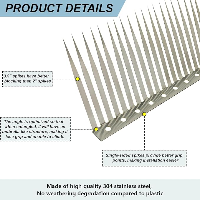 Bird Spikes, Outdoor Squirrel Spikes, Squirrel Baffles for Bird Feeder Poles, Avoid Climbing Garden Fences and Fruit Trees. (120 inches)