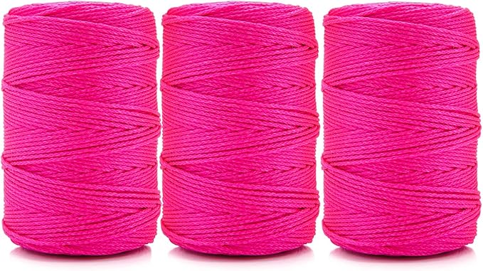 HONGDA Mason Line Set, 500 Feet #18 Braided Nylon Mason line String Perfect for Masonry Jobs and for The Layout of General Construction, Gardening, DIY Project, Fluorescent Pink