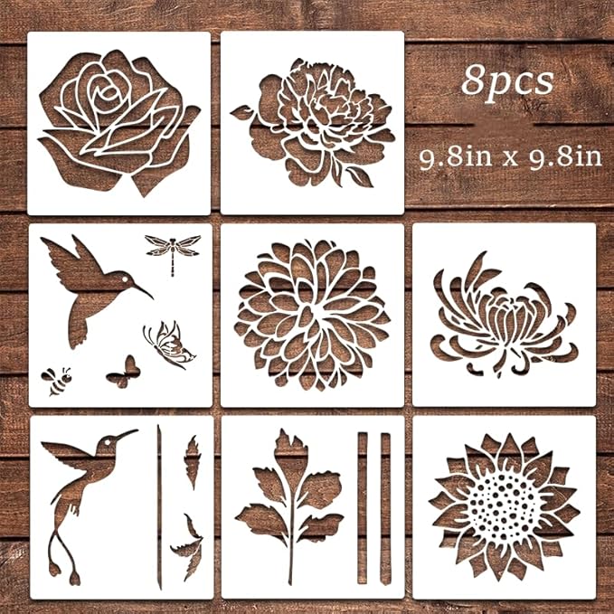 Garden Fence Large Flower Stencils - Reusable Floral Stencil DIY Decoration for Painting on Wood Walls Pattern, Jumbo Sunflower Yard Spray Paint Big Crafts Floor Stencils (CP-7)