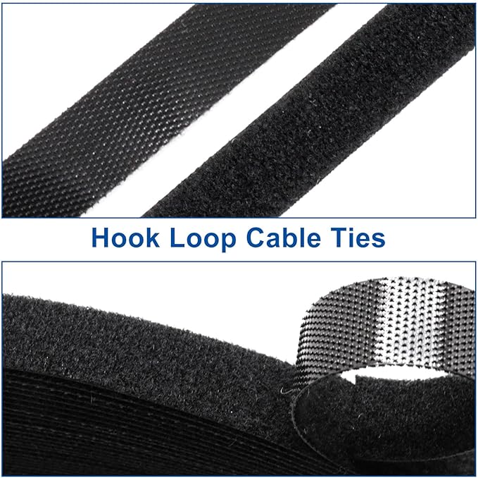 Plant Ties 131ft Feet, Plant Tape Reusable Nylon Hook and Loop Tape, Garden Strap for Climbing Plants Supports, Tree Ties for Flower Vine Tomato Branches, Cable Wire (Black)