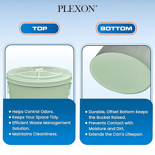 Plexon Large Metal Trash Can with Lid 20 Gallon, Decorative Outdoor Trash Can Heavy Duty Galvanized Metal Bucket with Lid for Garage Workshop Ash Storage Farmhouse, Green 6 Pack