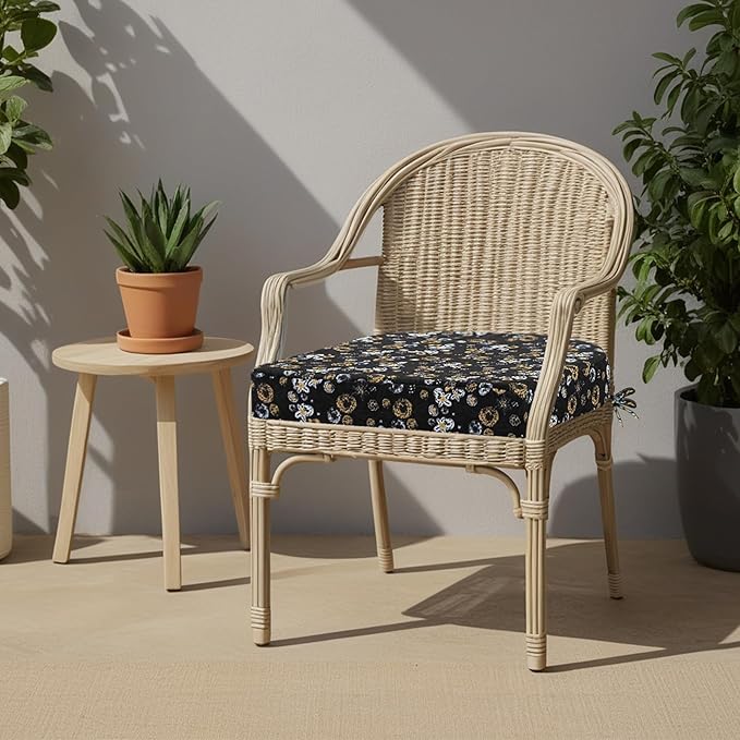 idee-home Outdoor Chair Cushions Set of 2, Thick 19" x 19" x 3" Outdoor Seat Cushions Patio Furniture Waterproof with Ties, Dining Pads