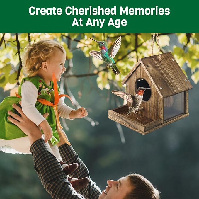Hummingbird House for Outside Hanging, Wooden Hummingbird Gifts Nest, Ideal Birdhouses for Outdoors, Hummingbird Gifts for Garden Lovers, Great Home Decoration