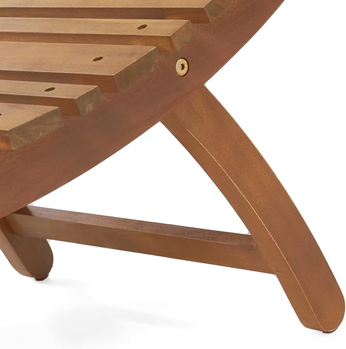 Christopher Knight Home Viola Outdoor Chaise Lounge Chair, Patio Acacia Wood Chaise Lounge Outdoor, Foldable Single Lounge Sofa, Poolside Beach Yard Seating, Curved and Slatted Design, Brown