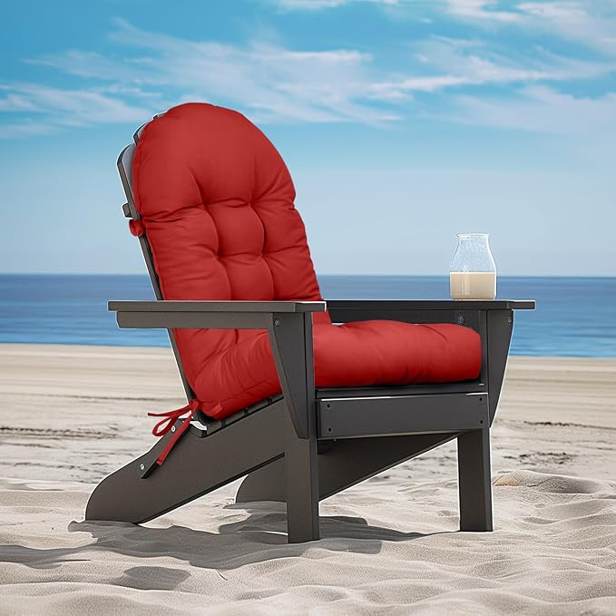 mudilun Outdoor Adirondack Chair Cushion High Weather Resistant Tufted Waterproof Lounge Cushion Anti-Slip Thickened High Back Patio Seat Pads