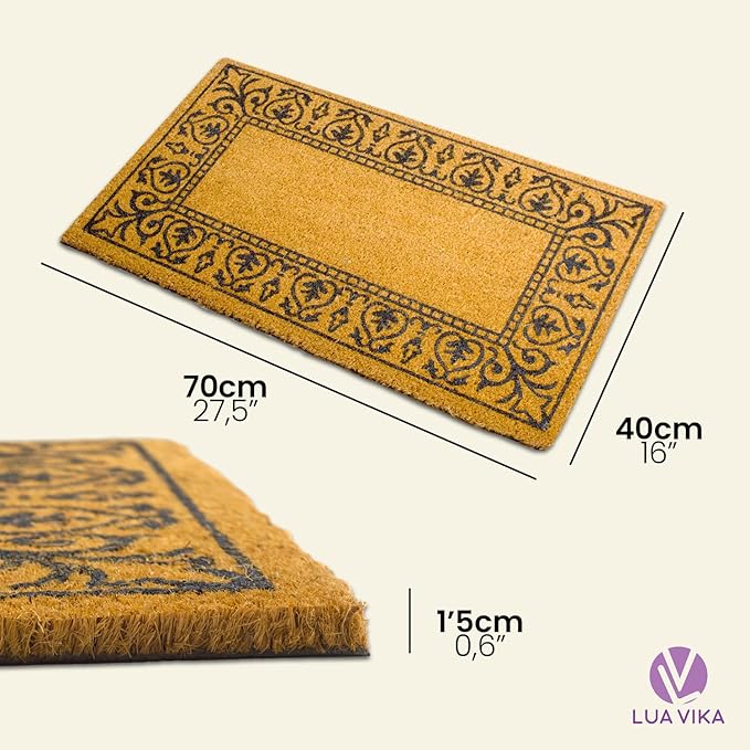 Coir Doormat 16"x27.5", Classic: Door Mat, Welcome Mat, Funny Pattern for Indoor & Outdoor Entrances