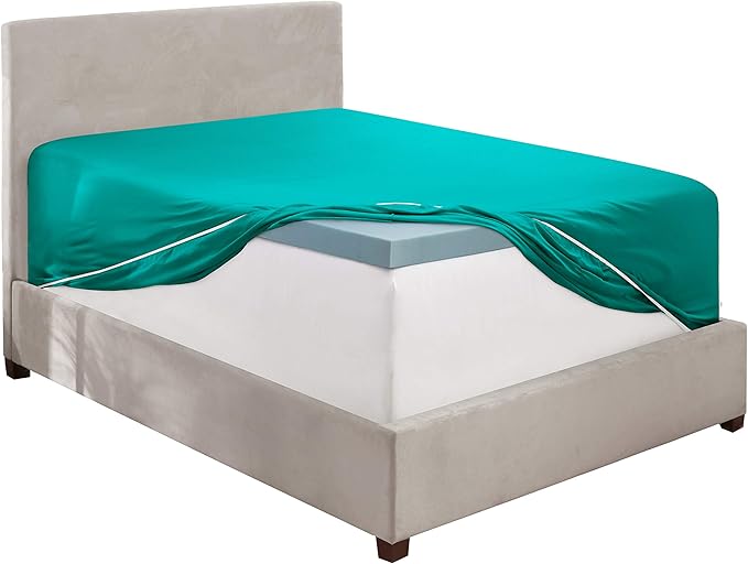 Clara Clark Fitted Sheet King Size, Super Soft King Fitted Sheet Only Fits up to 16 Inch Mattress - Wrinkle, Fade, Stain Resistant King Size Fitted Sheet - Teal Fitted Sheet