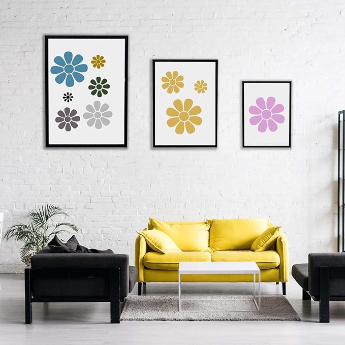 Stencils for Painting 11.8 inches Floral Daisy Flower Stencil Reusable Paint Art Stencils Drawing Template for Painting on Wood Card Making Wall Fabric Canvas Furniture Paper Crafts (6 Daisy)