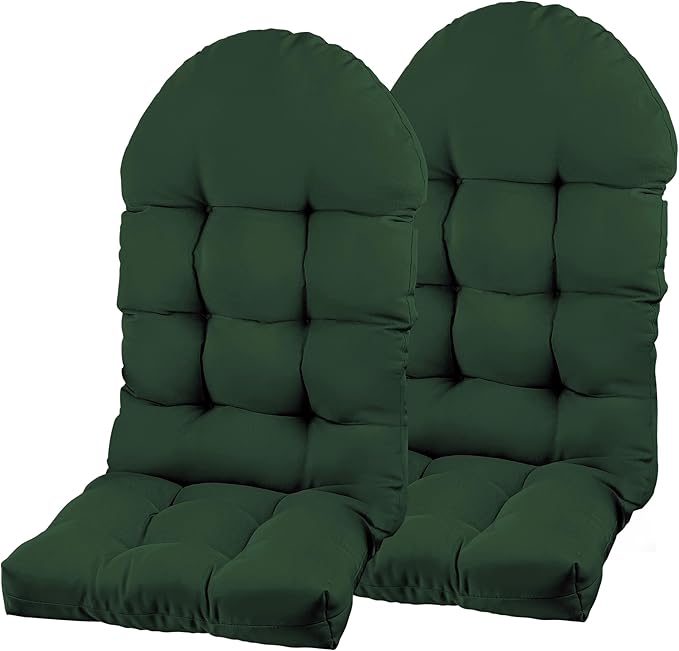 Large Adirondack Chair Cushion, Rocking Chair Cushion 50x20.8x4 inch, High Back Patio Cushions of Upper and Lower with Ties, Sunscreen and Fade-Resistant (Dark Green, 2)
