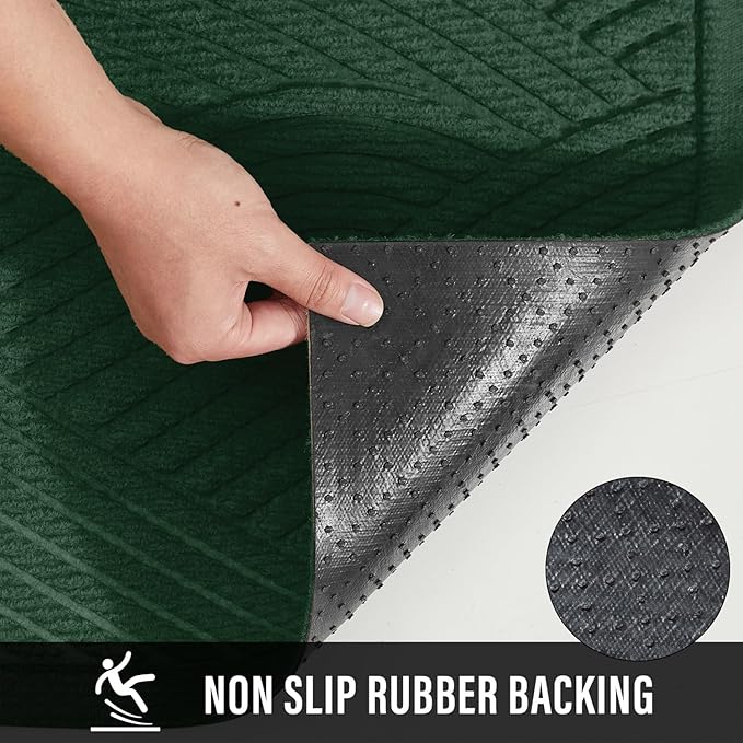 Sturdy Front Door Mat, Absorbent Muddy Dirt Resist Welcome Door Mats Outdoor Indoor, Stain and Fade Resistant, Non-Slip Backing Entry Mat Low Profile Doormat for Entryway, 36×24, Green