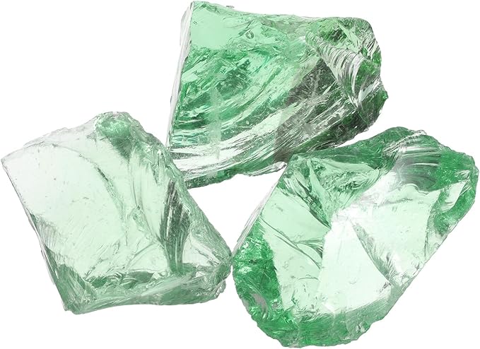 uxcell Fire Glass for Fire Pit, 5-8cm(2"-3.1") High Luster Reflective Glass Rocks for Natural or Propane Fireplace, Safe for Outdoors and Indoors Fire Pit Glass, Light Green, 400g/14oz