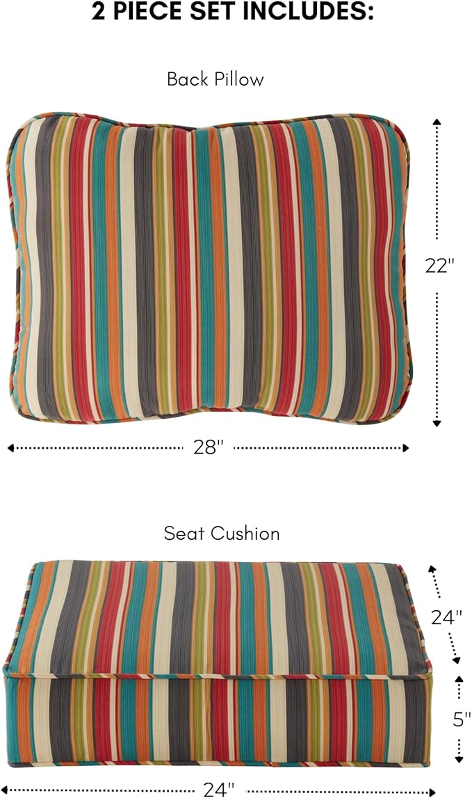 Greendale Home Fashions Outdoor Reversible 2-Piece Deep Seat Cushion Set, Adobe Stripe