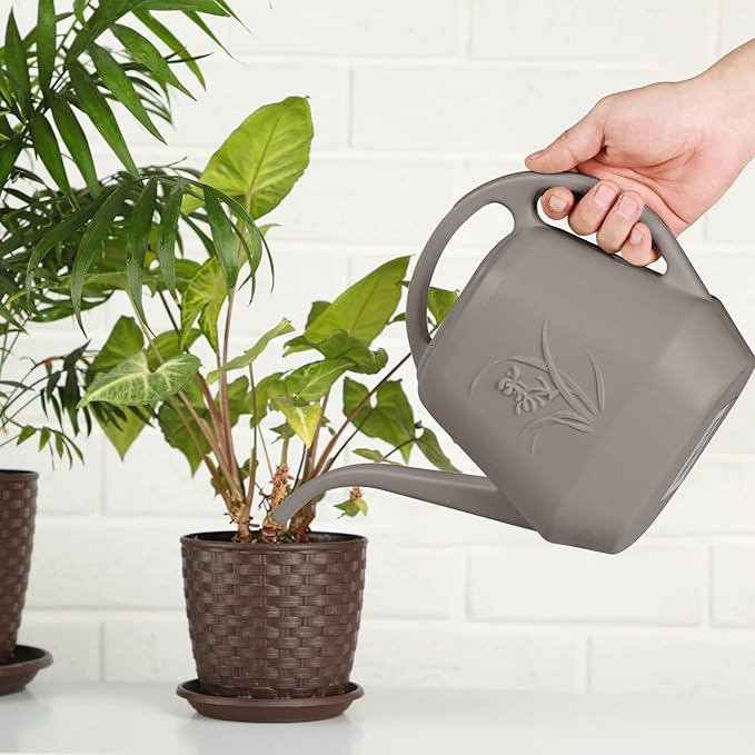 Hand Watering Can - for Home Plant Garden - 1 Gallon - Coffee Color