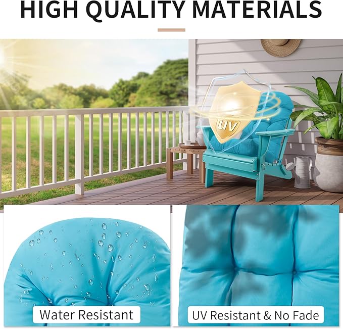 Adirondack Chair Cushion, High Back Patio Chair Cushions 48 x 19.7 x 4.7 Inch, Indoor/Outdoor Thickened Rocking Chair Cushion, Fade-Resistant & Waterproof (Bird Green, Set of 1)