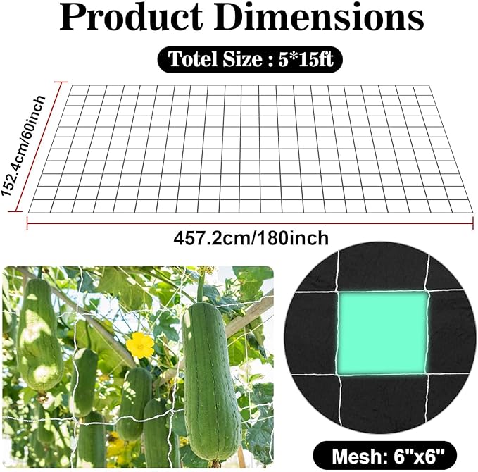 Sukh Garden Plant Trellis Netting -Trellis Net Polyester Trellis Netting Garden Square Mesh for Climbing Plants Fruits Vegetables VinesGrow Tents (6)