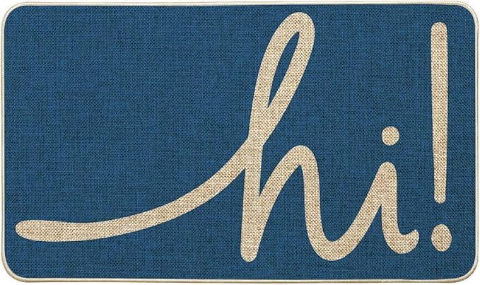 Artoid Mode Blue Hi Winter Doormat, Home Decor Low-Profile Switch Rug Welcome Door Mat Floor Mat for Front Door Indoor Outdoor 17x29 Inch