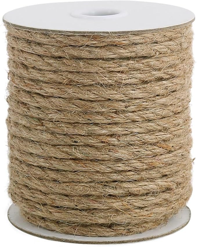 Vivifying 6mm Jute Rope, 66 Feet Natural Heavy Duty Brown Twine for Crafts, Cat Scratching Post, Gardening, Bundling and Hanging