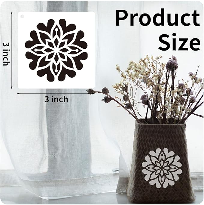 64 Pieces Stencils for Painting, Small Reusable Mandala Dot Stencil, Art Craft Template for Painting on Wood, Wall, Fabric, Rock, Chalkboard, Sign, DIY Art Scrapbook Projects(Mandala)