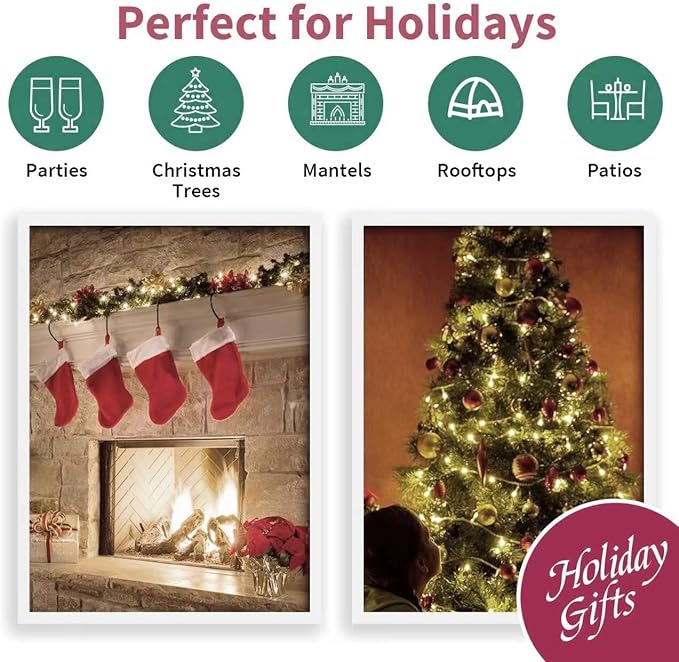 LAMPHOME Christmas Lights 100 Count Mini Clear Valentines Lights 19.6ft White Wire Christmas Tree String Lights for Outdoor Indoor Christmas Decorations Wedding Valentines Day Decor,UL Certified