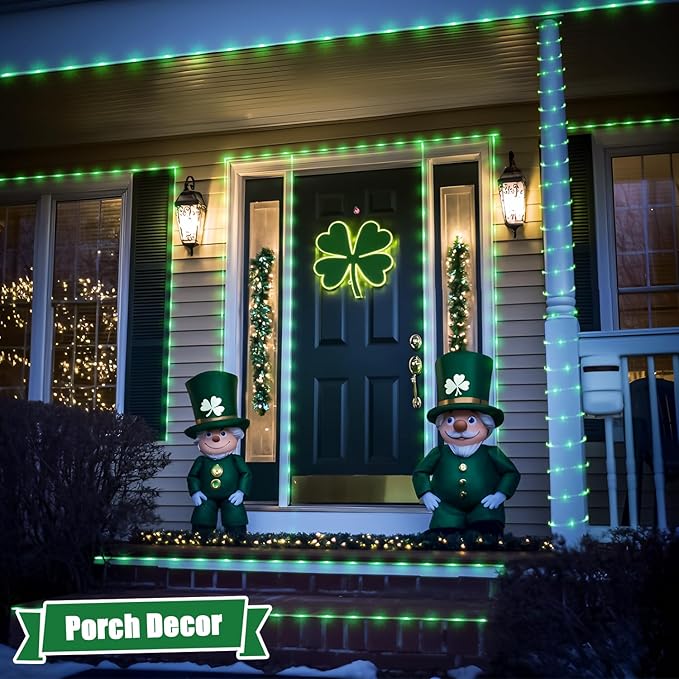 JMEXSUSS 2 Pack Green Rope Lights Battery Operated String Lights Outdoor Waterproof, Total 200LED 66ft Remote Battery Powered Christmas Light, Green Light for Patio St Patricks Day Decorations