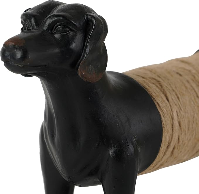 SOFFEE DESIGN Black Dachshund Twine Holder Ceramic Tray, Cute Kitchen Counter Organizer for Scissors Keys, Dog Lover Gift