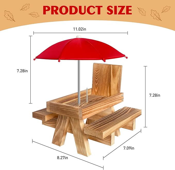 Squirrel Feeder Picnic Table, Squirrel Peanut Feeder for Outside, Backyard Squirrel Watching & Feeding
