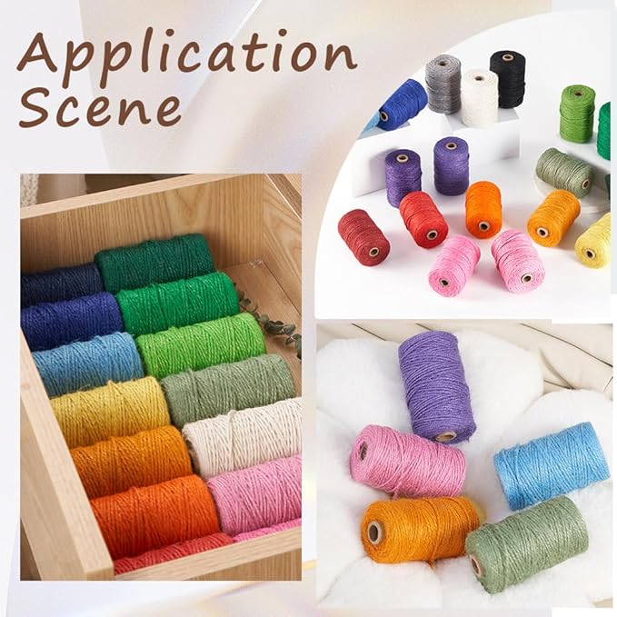 328 Feet/100M 1mm Hemp Cord Thin Twine String White Jute Rope Craft Beading Cord for Jewelry Making Braiding Gift Wrapping Art Decoration Gardening Climbing Plant Packing Bundling DIY Crafts