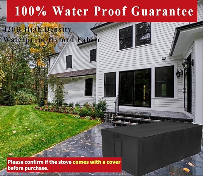 Fire Pit Cover Rectangular 42 Inch,Propane Gas Fire Pit Table Cover,Outdoor Waterproof Firepit Table Cover - 42 x 17 x 13 Inch