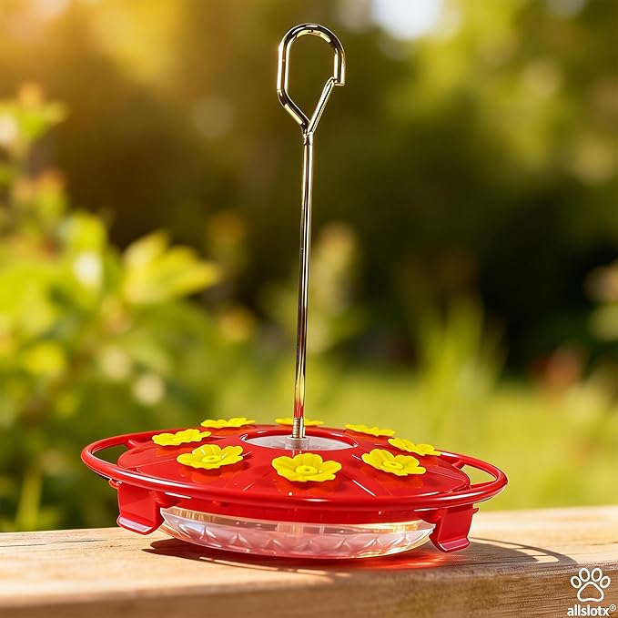 Hummingbird Feeders for Outdoors Hanging (2 Pack) - 8 Ports 16 oz Nectar Capacity, Ant Wasp Bee Proof, Leak-Proof with Sealing Ring, Reinforced Hanging Hook, Easy to Clean by Includes Cleaning Brushes