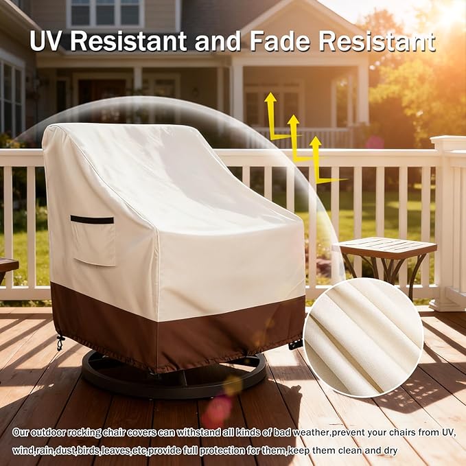 Waterproof 4 Pack Outdoor Swivel Chair Cover for Patio Chair Size Up to 33" W x 35" D x 36" H inch,Outdoor Lawn Patio Furniture Covers (Beige)