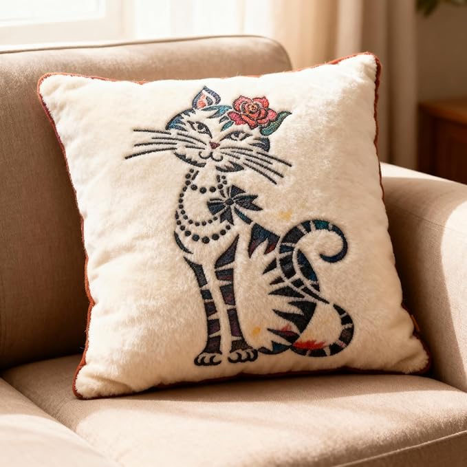 TIAMECH A4 Reusable Flower Cat Stencil for Painting - Beautiful Female Cat Layering Template, DIY Wall Art, Wood Furniture, Scrapbook & Crafts (8.3x11.7inch)