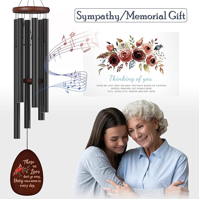 Cardinal Standing on Mistletoe Memorial Wind Chimes for Outside,Sympathy Wind Chimes for Loss of Loved One Mother Father,Cardinal Gifts & Sympathy Gift for Bereavement,Condolence,Funeral