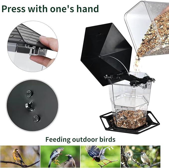 Bird Feeders for Outdoors Hanging Bird Feeder Wild Birds Seed, Black 2 Pack