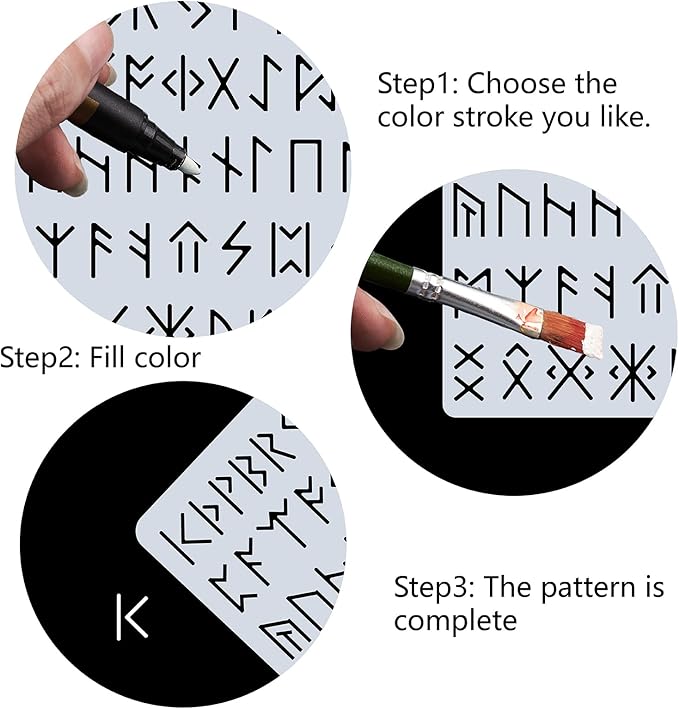 GORGECRAFT 12"X12"Ancient Alphabet Stencil Runes Elder Templates Reusable Plastic Drawing Painting Stencils Template for Painting on Card Wall Fabric Tile Canvas Crafts DIY Home Decor
