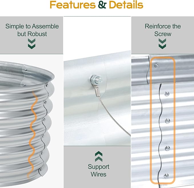 Aoodor Galvanized Raised Garden Bed Kit, 6.9 x 2 x 1 Ft, Oval Planter Box for Vegetables, Flowers, and Herbs, Outdoor Use, Silver