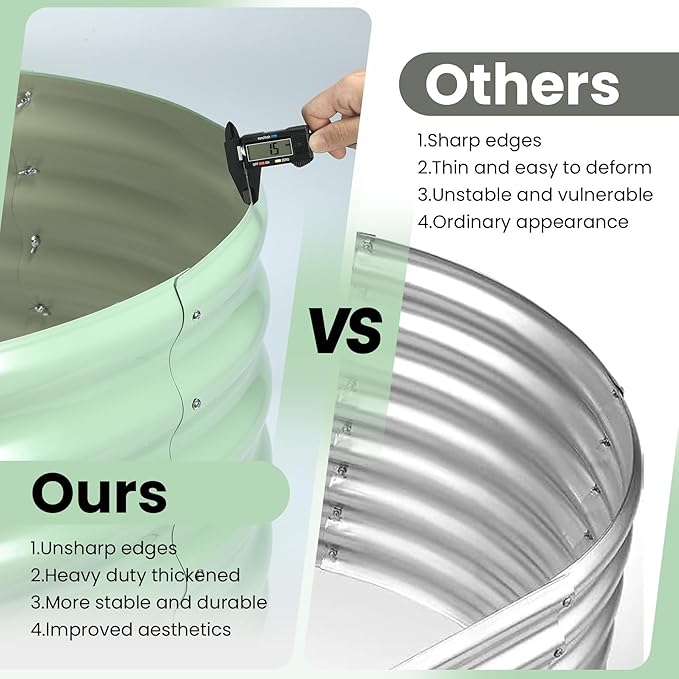 2 Pcs 6x3x1 ft Oval Galvanized Raised Garden Beds, Metal Planter Boxes with Open Base, Tool-Free Assembly for Vegetables, Flowers, Herbs - Outdoor & Patio Use, Green